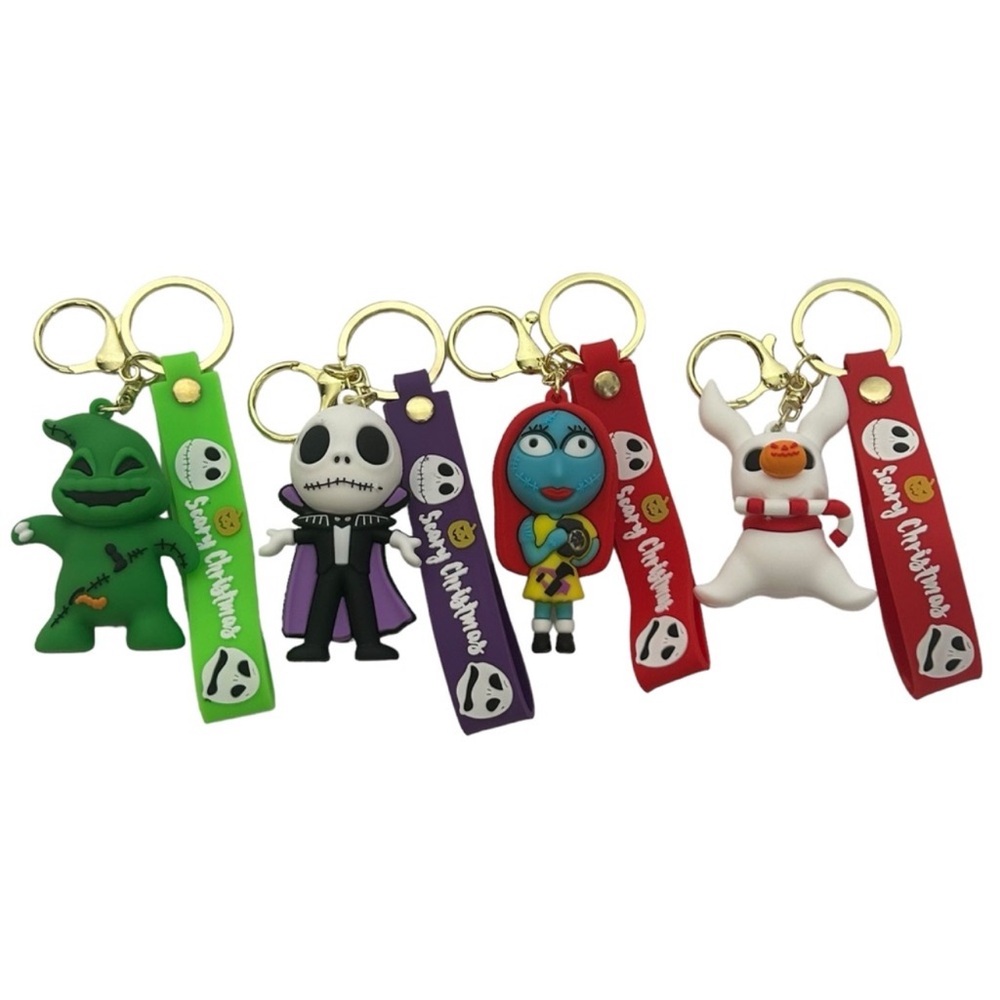 Disney's Nightmare Before Christmas Rubber Keychain Set of 4 NEW